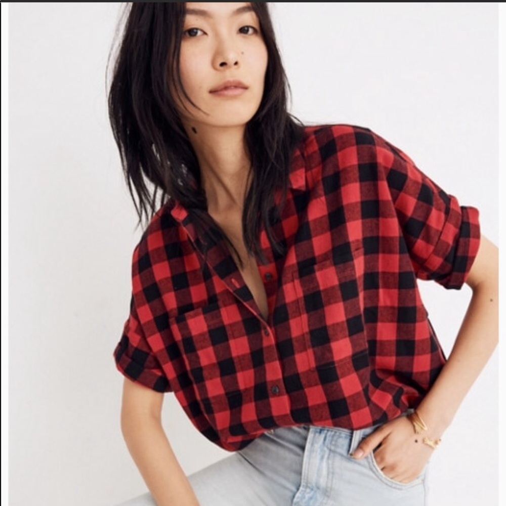 💋💕Madewell buffalo check top XS EUC